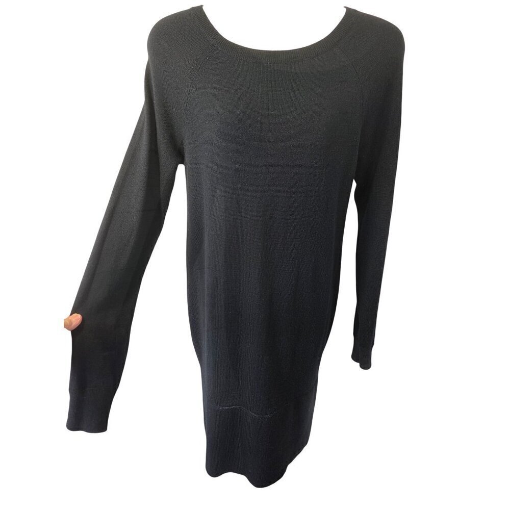 J Crew Tulip Silhouette Shift Dress Size M Lightweight Black Knit Long Sleeve